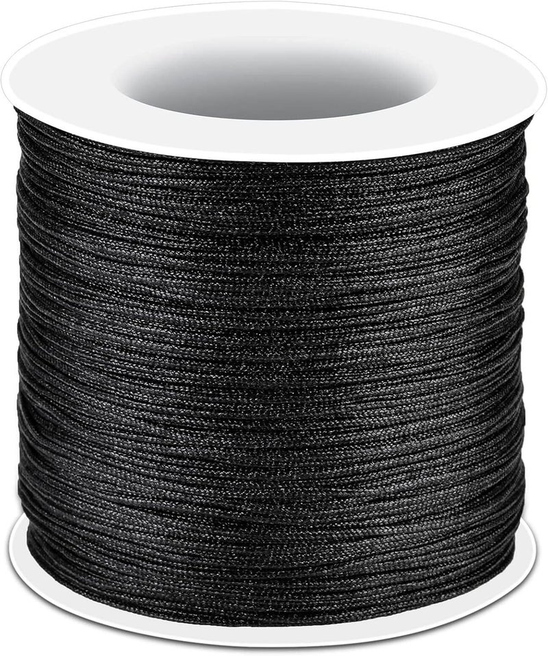 anezus Black Nylon String, 0.8mm Nylon Thread Chinese Knotting Cord Tarred Twine Outdoor String for Braided Bracelets, Beading, Necklaces, Macrame Craft, Wind Chime, Blinds, Jewelry Making - Image 1